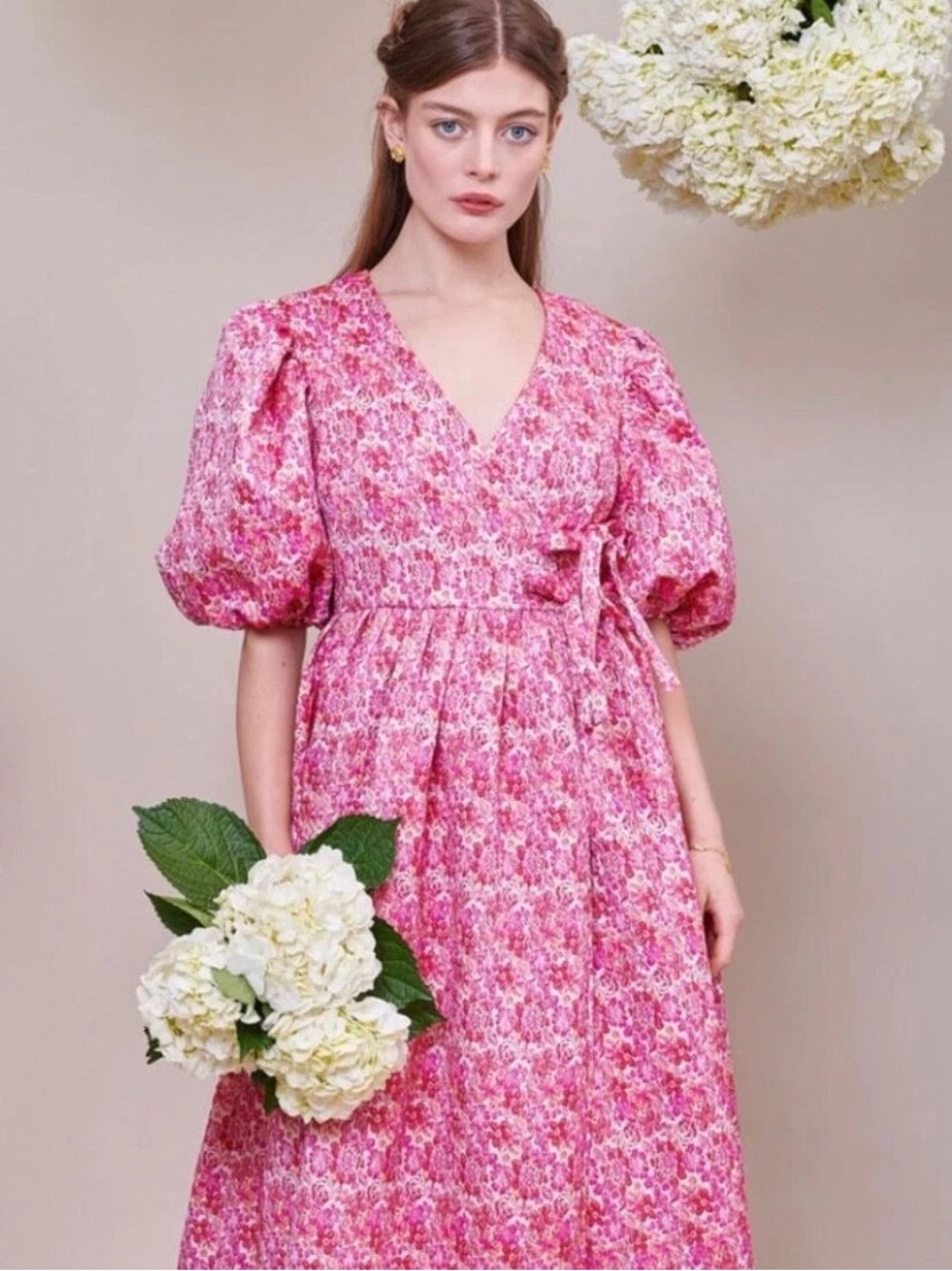 Sister Jane DREAM Bud Burst Jacquard Wrap Dress Size Small - Picture 3 of 13